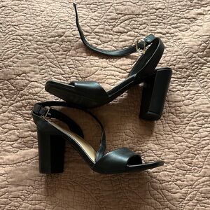 a new day Black Ankle Strap Block Heel Sandals